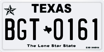 TX license plate BGT0161