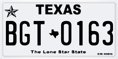 TX license plate BGT0163