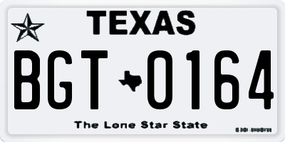 TX license plate BGT0164
