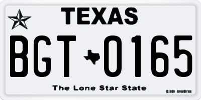 TX license plate BGT0165