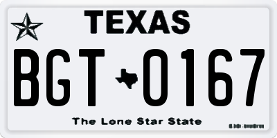 TX license plate BGT0167