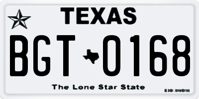 TX license plate BGT0168