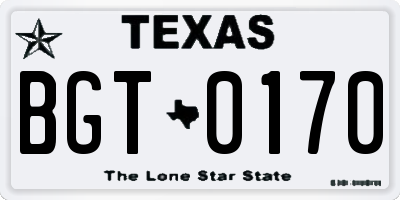 TX license plate BGT0170