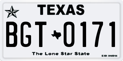 TX license plate BGT0171