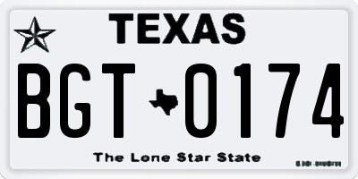 TX license plate BGT0174