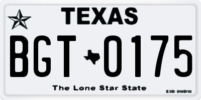 TX license plate BGT0175