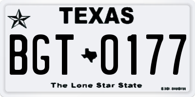 TX license plate BGT0177