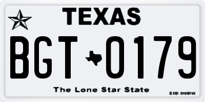TX license plate BGT0179