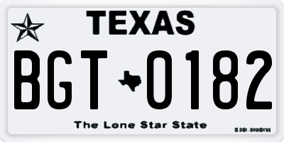TX license plate BGT0182