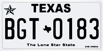 TX license plate BGT0183