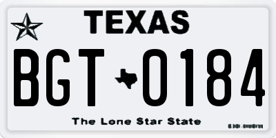 TX license plate BGT0184