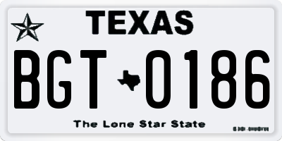TX license plate BGT0186
