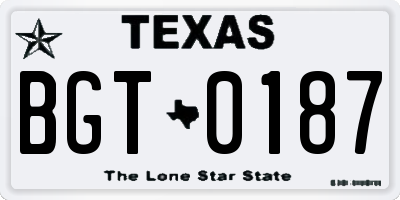 TX license plate BGT0187