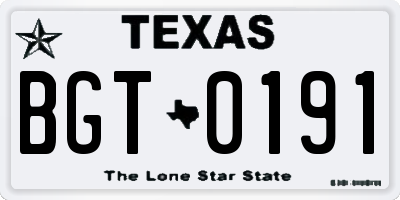 TX license plate BGT0191
