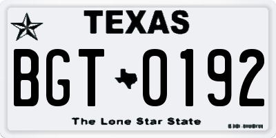 TX license plate BGT0192