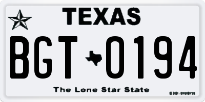 TX license plate BGT0194