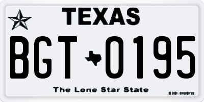 TX license plate BGT0195