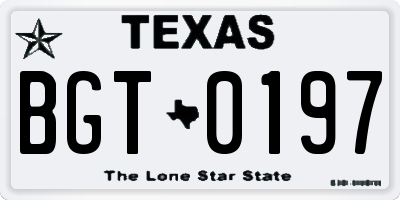 TX license plate BGT0197