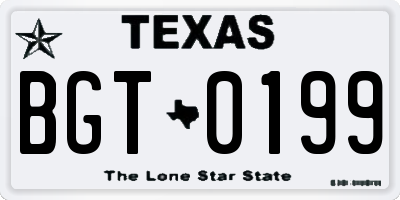 TX license plate BGT0199