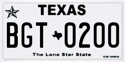 TX license plate BGT0200