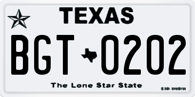 TX license plate BGT0202