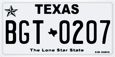 TX license plate BGT0207