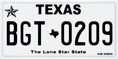 TX license plate BGT0209