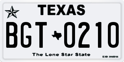 TX license plate BGT0210