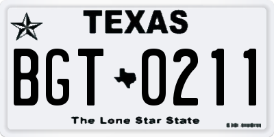 TX license plate BGT0211