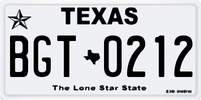 TX license plate BGT0212