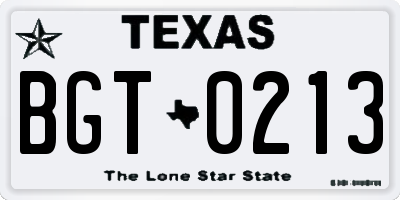 TX license plate BGT0213