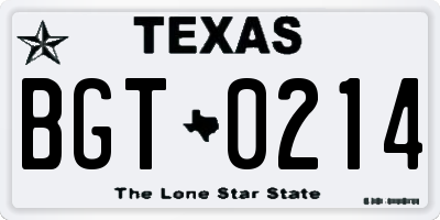 TX license plate BGT0214