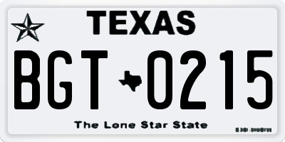 TX license plate BGT0215