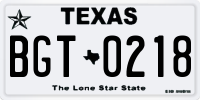 TX license plate BGT0218