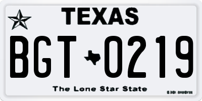 TX license plate BGT0219