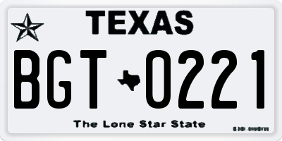 TX license plate BGT0221