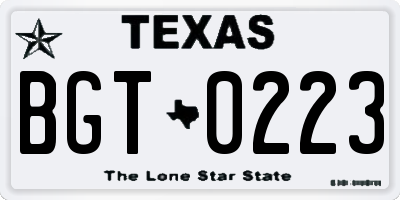 TX license plate BGT0223