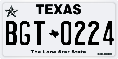 TX license plate BGT0224