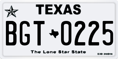 TX license plate BGT0225