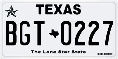 TX license plate BGT0227