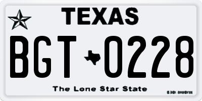 TX license plate BGT0228
