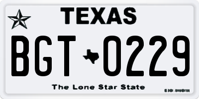 TX license plate BGT0229