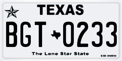 TX license plate BGT0233