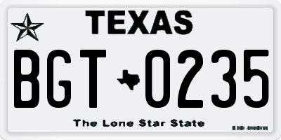 TX license plate BGT0235