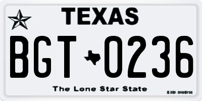 TX license plate BGT0236