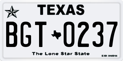 TX license plate BGT0237