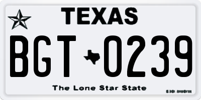 TX license plate BGT0239