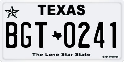 TX license plate BGT0241