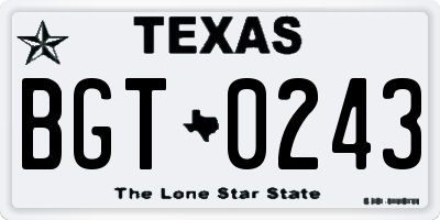 TX license plate BGT0243