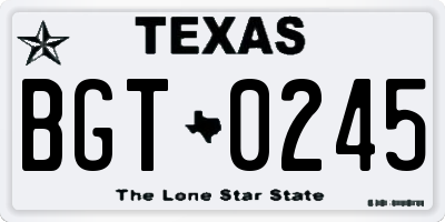 TX license plate BGT0245